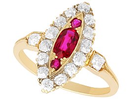 Marquise Shape Ruby Ring with Diamonds