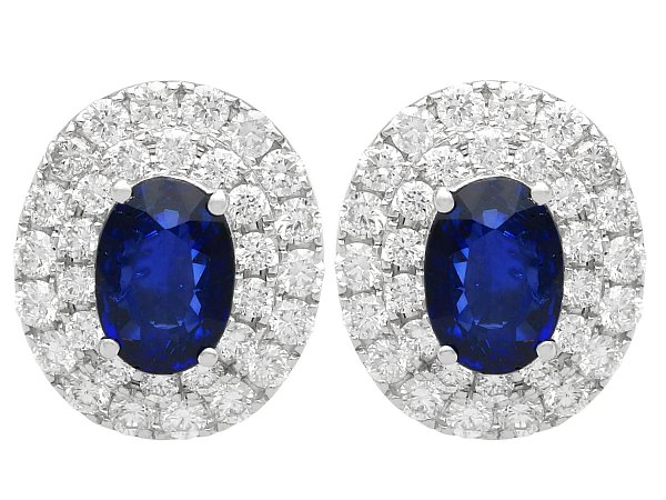 Oval Sapphire and Diamond Earrings