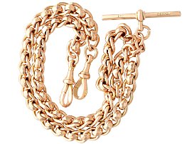 Edwardian t bar watch chain in yellow gold for sale