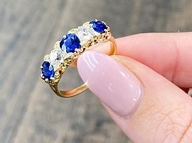 sapphire and diamond five stone ring 