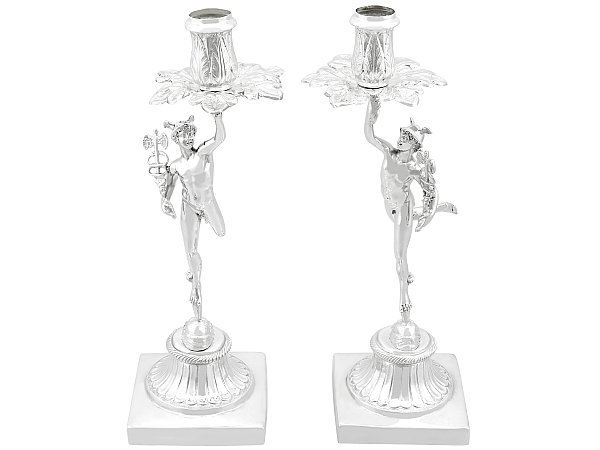 Cast Column Silver Candle Holders