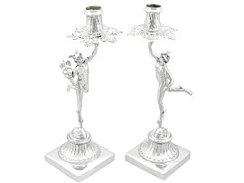 Cast Column Silver Candle Holders