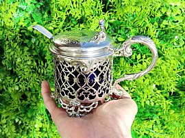 19th Century Mustard Pot in Sterling Silver 