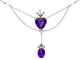 Amethyst Heart Necklace in Gold for Sale