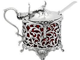 Silver Mustard Pot with Red Liner