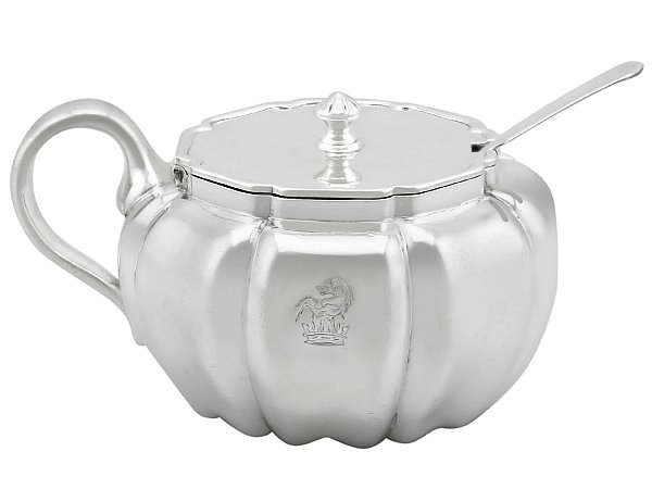 Silver Mustard Pot with Crest and Liner