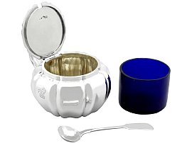 mustard pot with spoon and blue liner