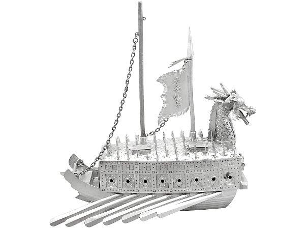 Asian Silver Battleship Ornament