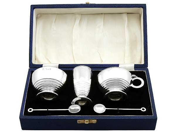 Art Deco Silver Condiment Set