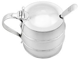 Barrel Shaped Mustard Pot in Sterling Silver