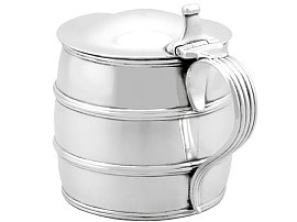 Barrel Shaped Mustard Pot in Sterling Silver