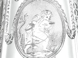 decoration on silver coffee pot