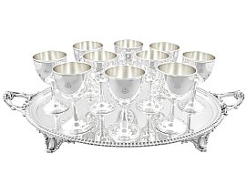 American Coin Silver Tray and Sterling Silver Goblets - Antique