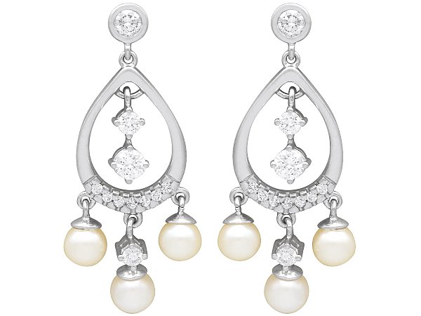 Vintage Three Pearl Drop Earrings for Sale