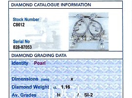 Vintage Three Pearl Drop Earrings grading card