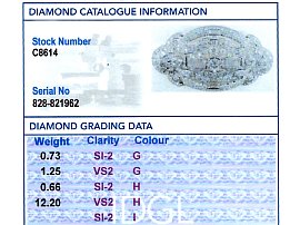 Large 1920s Diamond Brooch Platinum Grading card