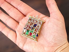 Unusual Rare Gemstone Brooch 