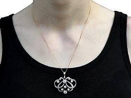 Gold Victorian Diamond Pendant wearing
