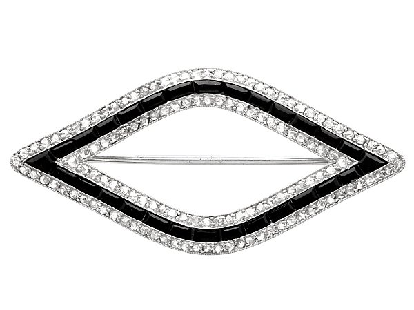 Cartier Black Onyx and Diamond Brooch