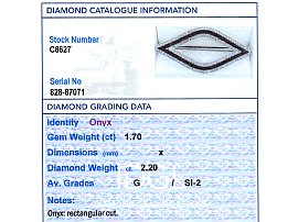Cartier Black Onyx and Diamond Brooch grading card