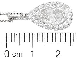 size of platinum pear cut diamond pendant 