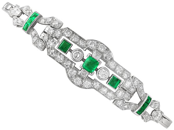 Diamond and Emerald Bracelet White Gold