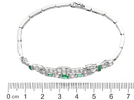 Diamond and Emerald Bracelet White Gold ruler