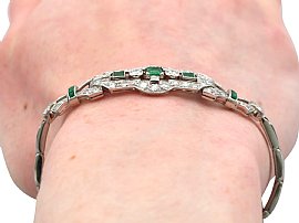 Diamond and Emerald Bracelet White Gold wearing