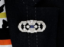 Baguette Cut Sapphire and Diamond Brooch