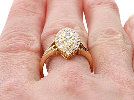 Marquise Shape Cluster Ring in Gold wearing