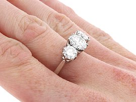 Three Stone Engagement Ring on Hand