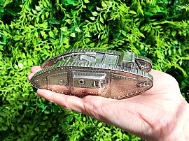 Antique Silver Tank Ornament outside 
