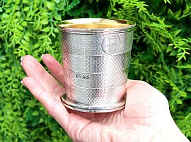 Victorian Silver Collapsible Beaker outside