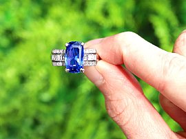 Blue Sapphire Cocktail Ring with Diamonds