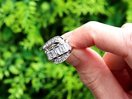 Emerald Cut Diamond Twist Ring Outside