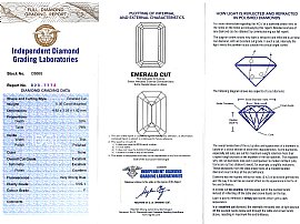 Emerald Cut Diamond Twist Ring Certificate 