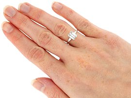 Emerald Cut Engagement Ring Platinum wearing
