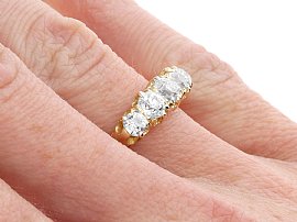 Edwardian Five Stone Diamond Ring on Hand