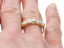 Edwardian Five Stone Diamond Ring on Finger