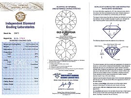 Edwardian Five Stone Diamond Ring certificate 