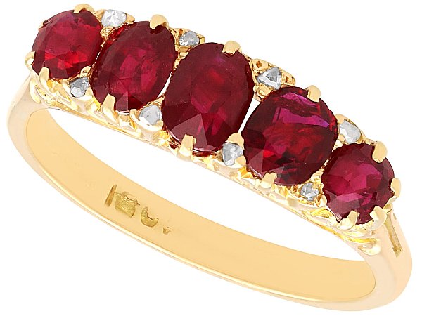Edwardian Five Stone Ruby Ring Gold for Sale