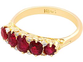 Edwardian Five Stone Ruby Ring Gold for Sale