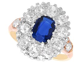 1920s 1.40ct Sapphire and 2.02ct Diamond Cluster Ring in  9ct Yellow Gold