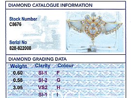 Rare Diamond Plique a Jour Brooch Grading card