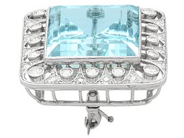 1920s Aquamarine Diamond Brooch for Sale