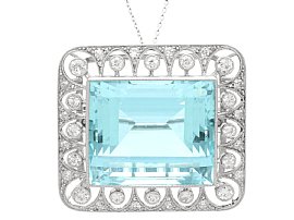 1920s Aquamarine Diamond pendant 