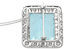 1920s Aquamarine Diamond Pendant Brooch for Sale