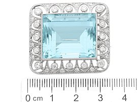 1920s Aquamarine Diamond Brooch ruler