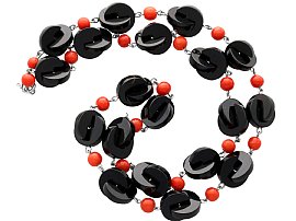 Vintage Onyx and Coral Necklace 