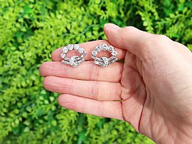 Round and Baguette Cut Diamond Earrings for Sale